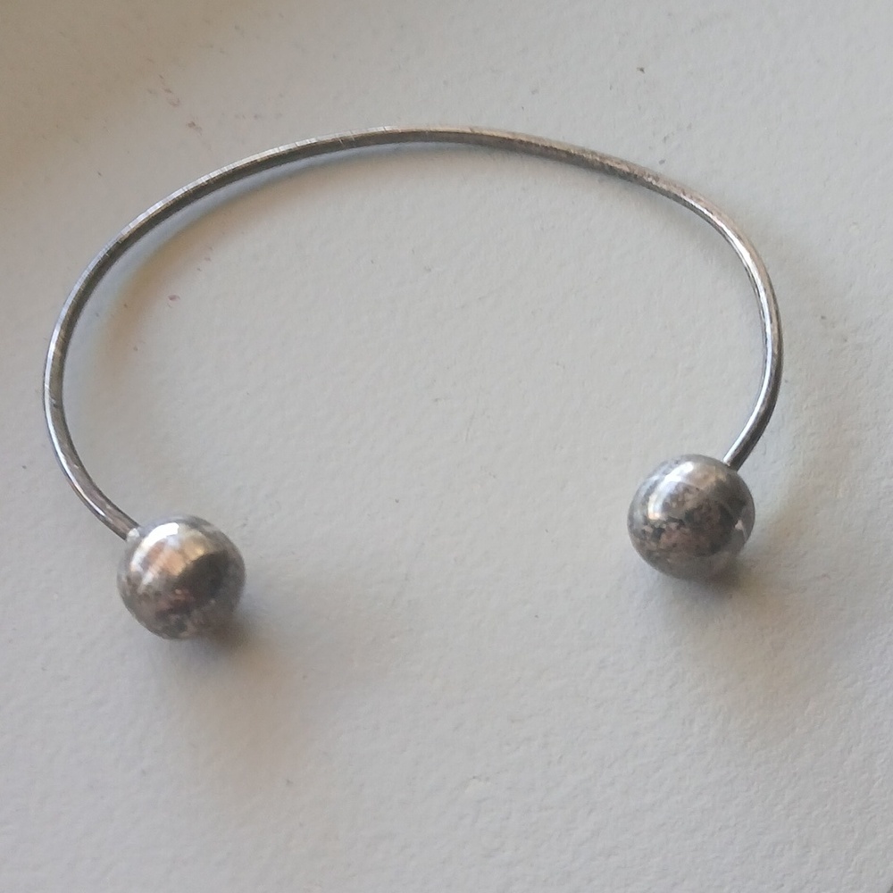 Very Old Sterling Silver Cuff Ball Edge Stamped Signed